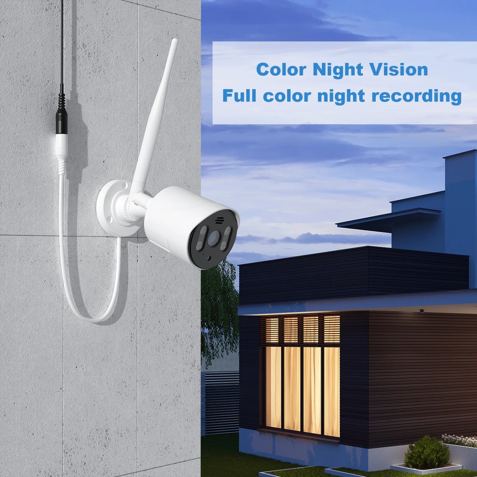 4Pcs Wired Security Camera System, 8CH 3MP NVR, 1080P Surveillance Cameras with Color Night Vision, IP66 Waterproof, Indoor/Outdoor, Wireless Wi-Fi APP Control, No HDD