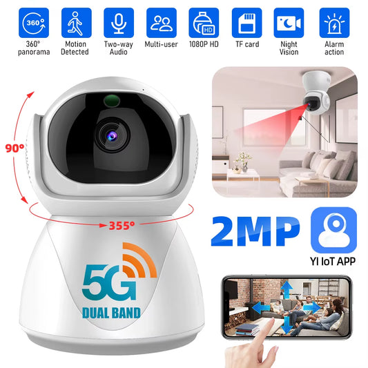 5G Indoor Wifi Camera HD 360° Dual-Frequency Surveillance Security Camera Night Vision Auto Tracking Baby Monitoring Camera