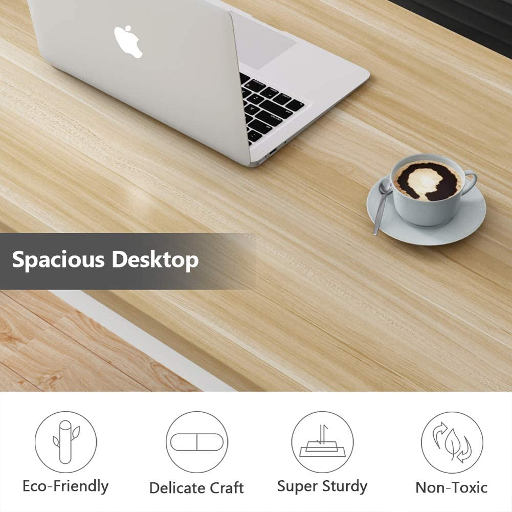 Computer Desk, 47 Inch Modern Simple Office Desk Computer Table Study Writing Desk for Home Office, Light Walnut
