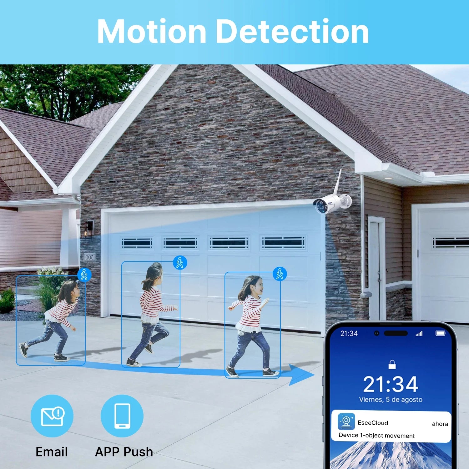 Add-On Camera, 3MP Wireless Wifi Security Camera with Audio Recording,Ip66 Waterproof,64Ft IR Night Vision,Ai Human Detection,Compatible with  Wireless Wifi Security Camera System-White