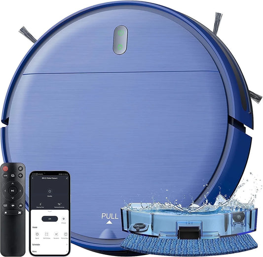 BR151 Robot Vacuum Cleaner, Robot Vacuum and Mop Combo Compatible with Alexa, Blue