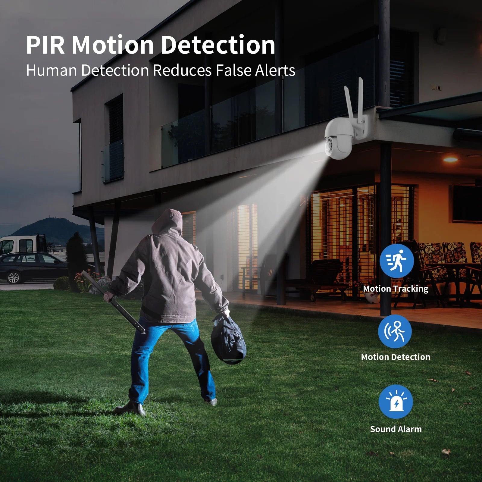(2 Pack)  4MP Outdoor Security Cameras with Dual Lens, Full Color Night Vision, IP66 Waterproof, 1