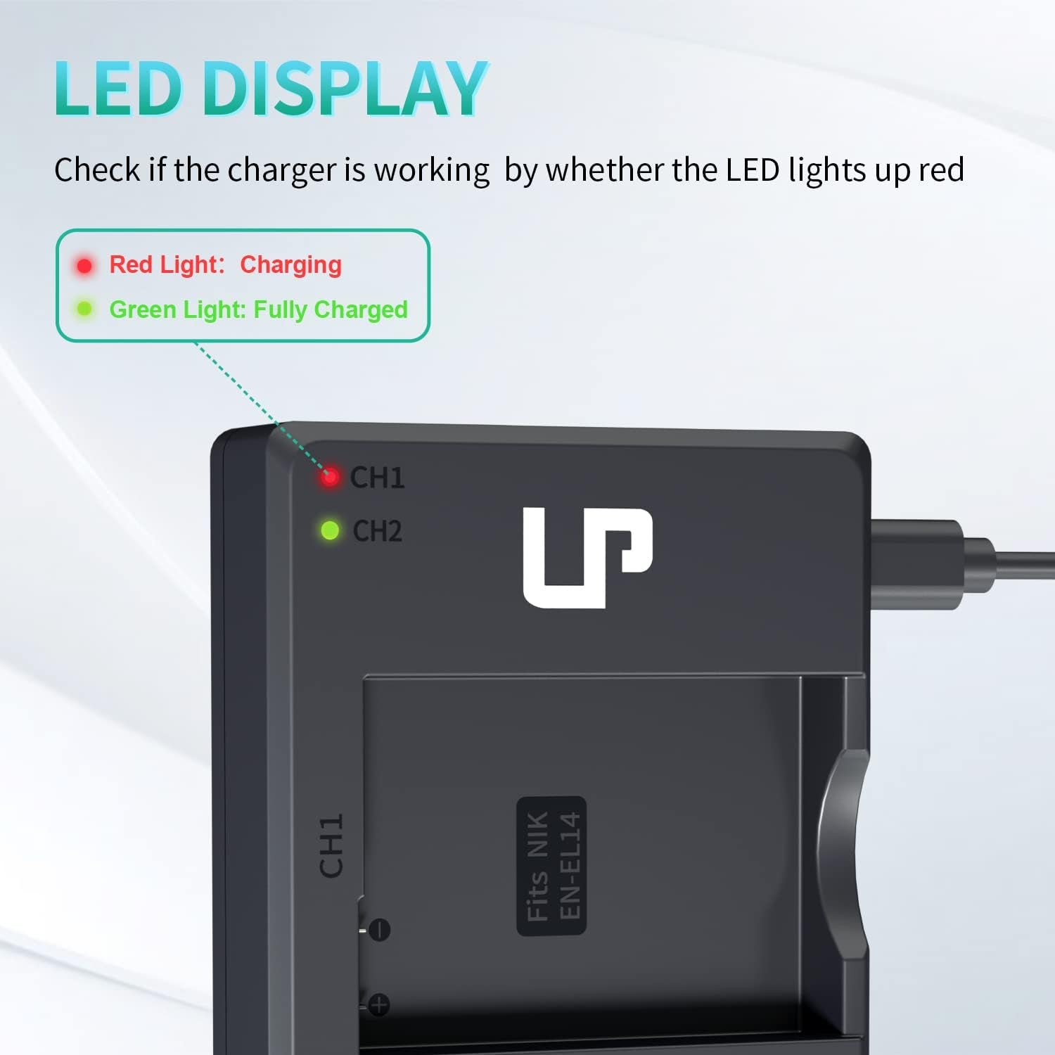 EN-EL14 EN El14A Battery Charger Pack, 2-Pack 1200Mah Battery & Dual Slot Charger, Compatible with Nikon D3100 D3200 D3300 D3400 D3500 D5100 D5200 D5300 D5500 D5600 DF P7000 P7100 P7700 P7800