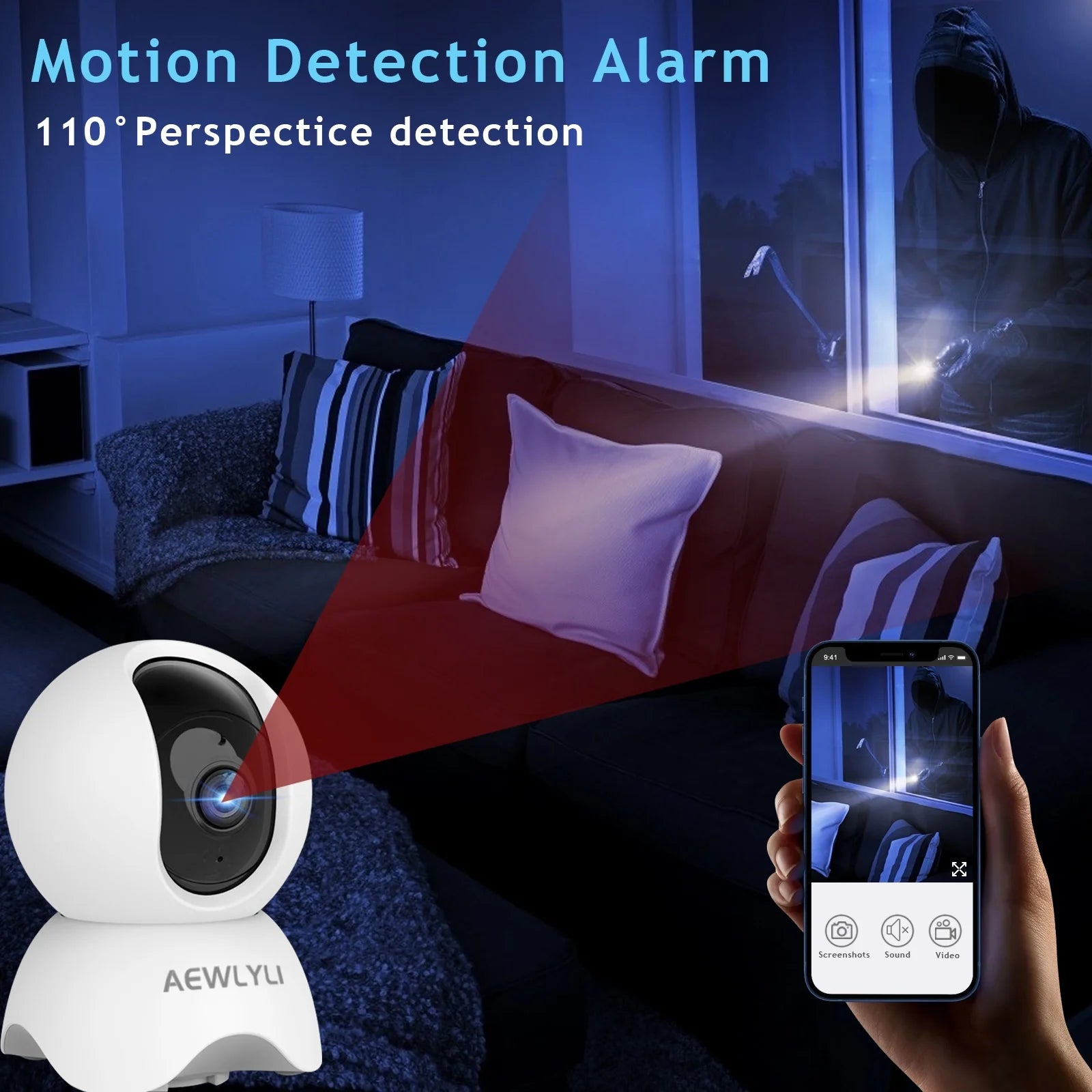 Baby Monitor Security Camera, 360° 1080P HD Wifi Camera, Night Vision for Baby, Pet Dog and Elderly