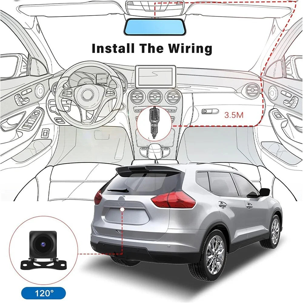 2.5K Mirror Dash Cam, 10" Rear View Mirror Camera, 1440P Front and 1080P Rear Camera with Wifi, Night Vision, Parking Assistance, Free 32GB Card