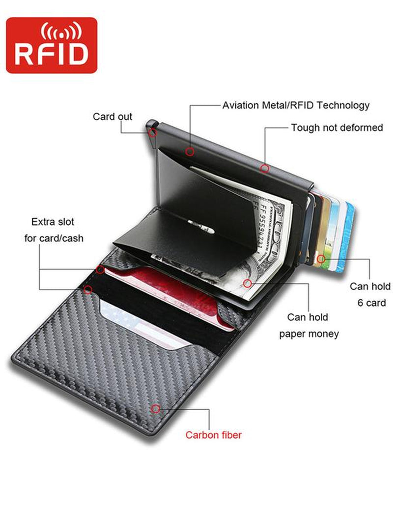 Men'S Business Minimalist Rfid Anti-Theft Wallet, 2024 New Style Simple Plain Pu Leather Card Holder, Multi Card Slots Card Holder for Men for Working, Party, Shopping