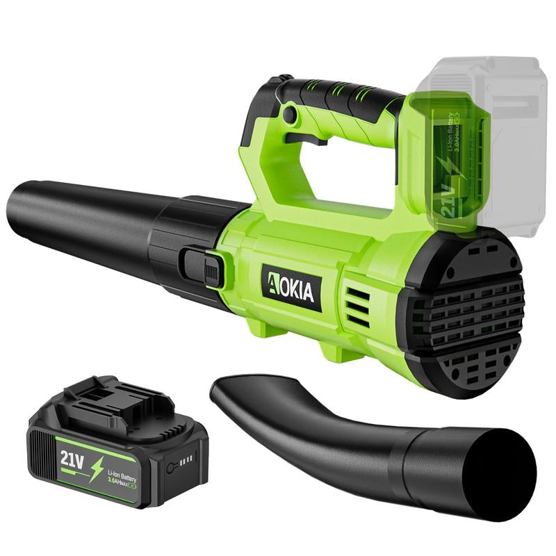 Cordless Leaf Blower with Battery and Charger, 6-Speed Electric Blower for Lawn Care, Patio Cleaning, and More, Ideal for Blowing Leaves, Snow, and Debris, Green/Red Cordless Electric
