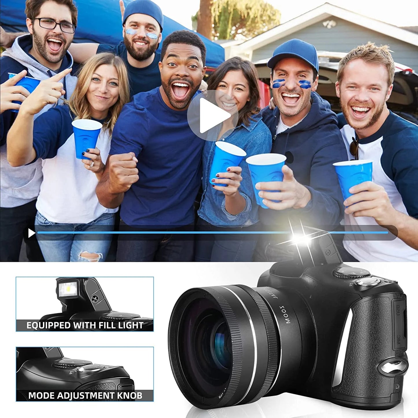 Digital Camera 4K Video Camera Camcorder Ultra HD 48MP Youtube Vlogging Camera with Wide Angle Lens 16X Digital Zoom 3.0" Screen