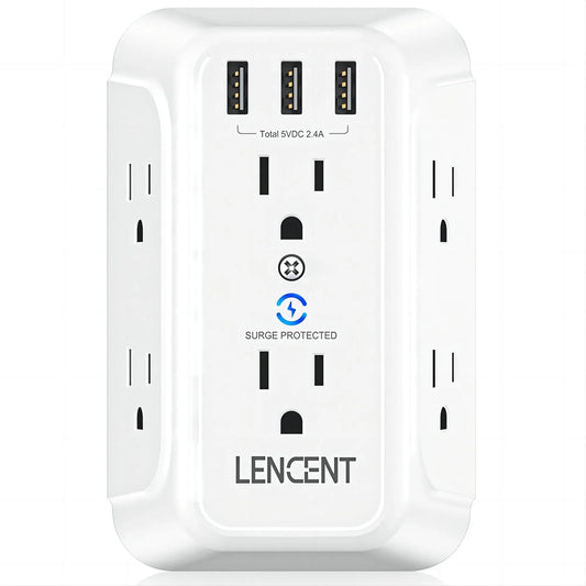 Outlet Extender with Usb, Multi Plug Outlet Adapter Wall Surge Protector 6 AC&3 USB Wall Power Expander Charger for HOME