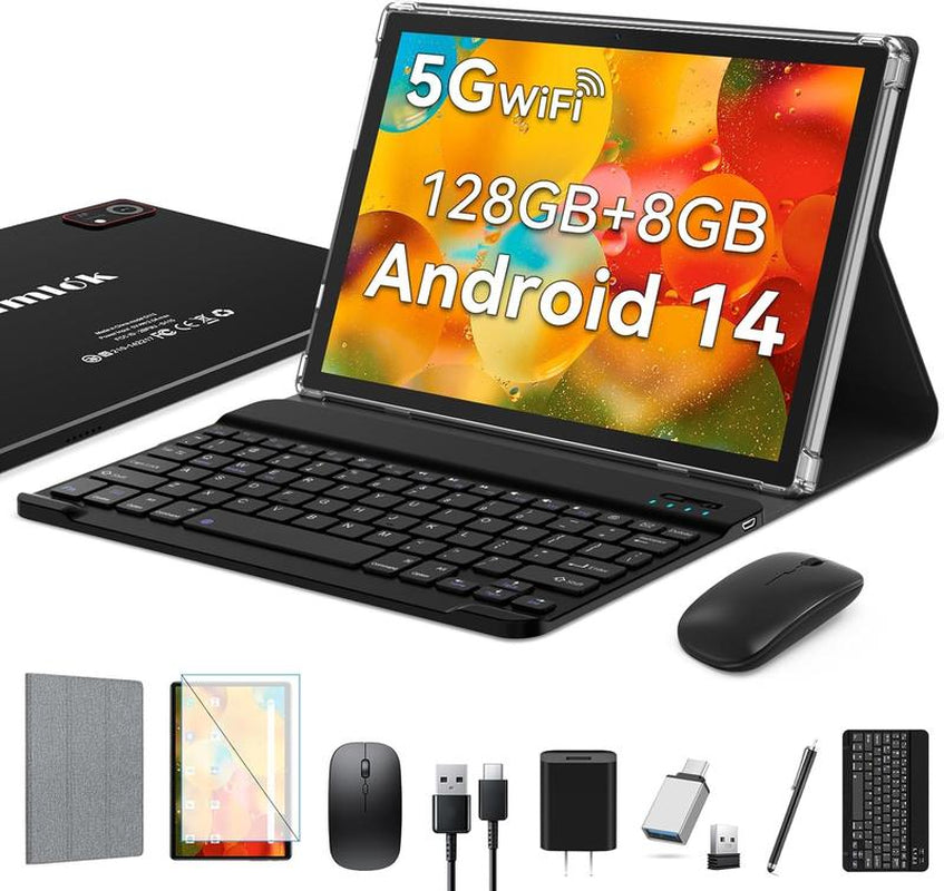 2025 Newest Tablet Android Tablets 10 Inch, 128GB ROM+8GB RAM+512GB Expandable, Octa-Core Processor, 2 in 1 Tablet with Keyboard Case Mouse, 7000Mah Battery Tablet PC, 5G Wifi, Dual Camera, BT5.0 Tablet on Sale Deal
