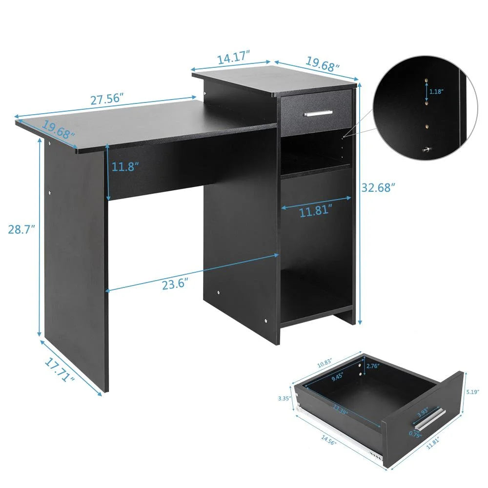 Writing Computer Lap Desk for Home Office, Desk Computer Table Study Writing Desk Workstation with Drawer Shelving
