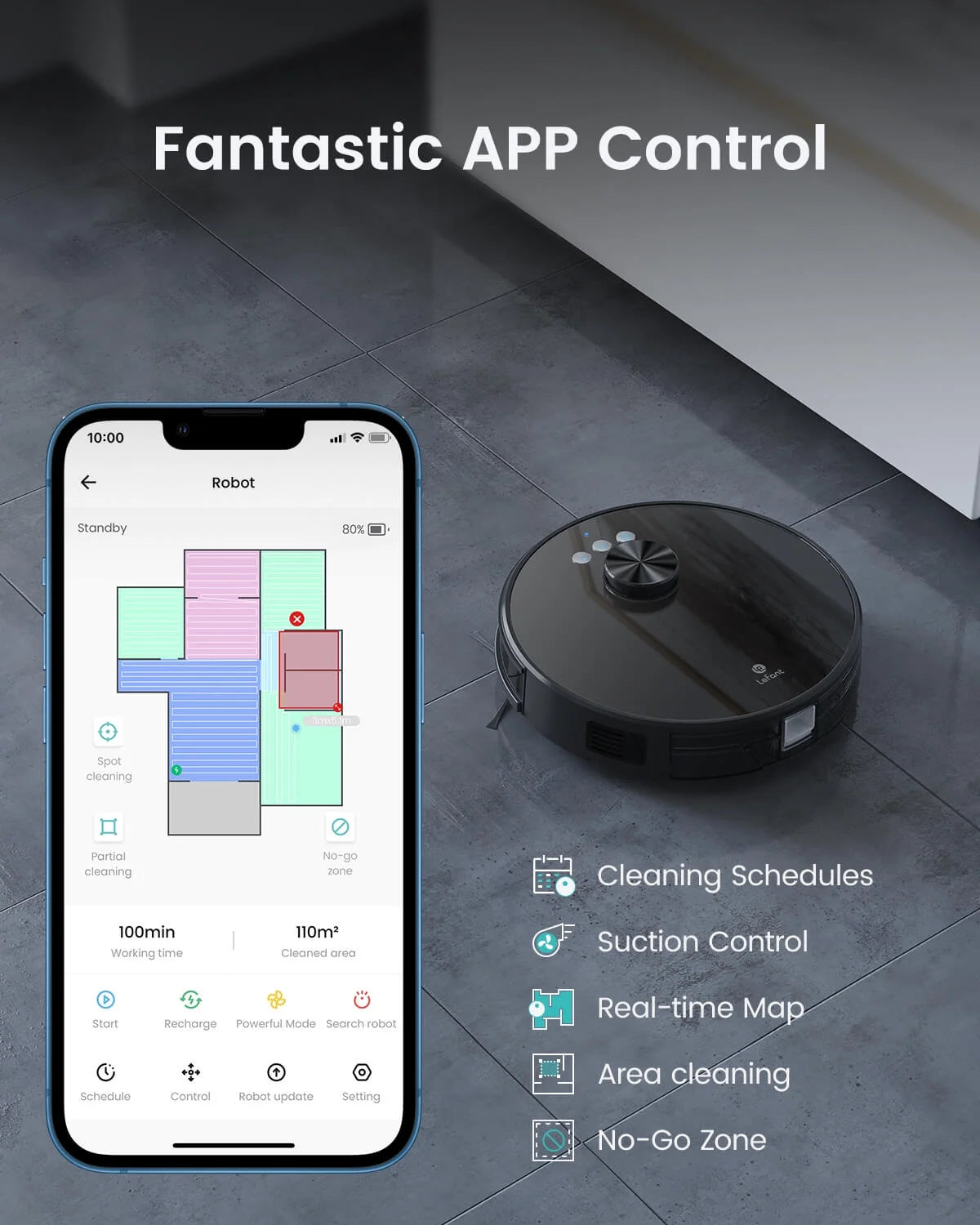 LS1 Robot Vacuum Cleaner, Home Mapping Robotic Vacuums, 3200Pa Strong Suction, Lidar Navigation, Ideal for Pet Hair, Hard Floors and Carpets