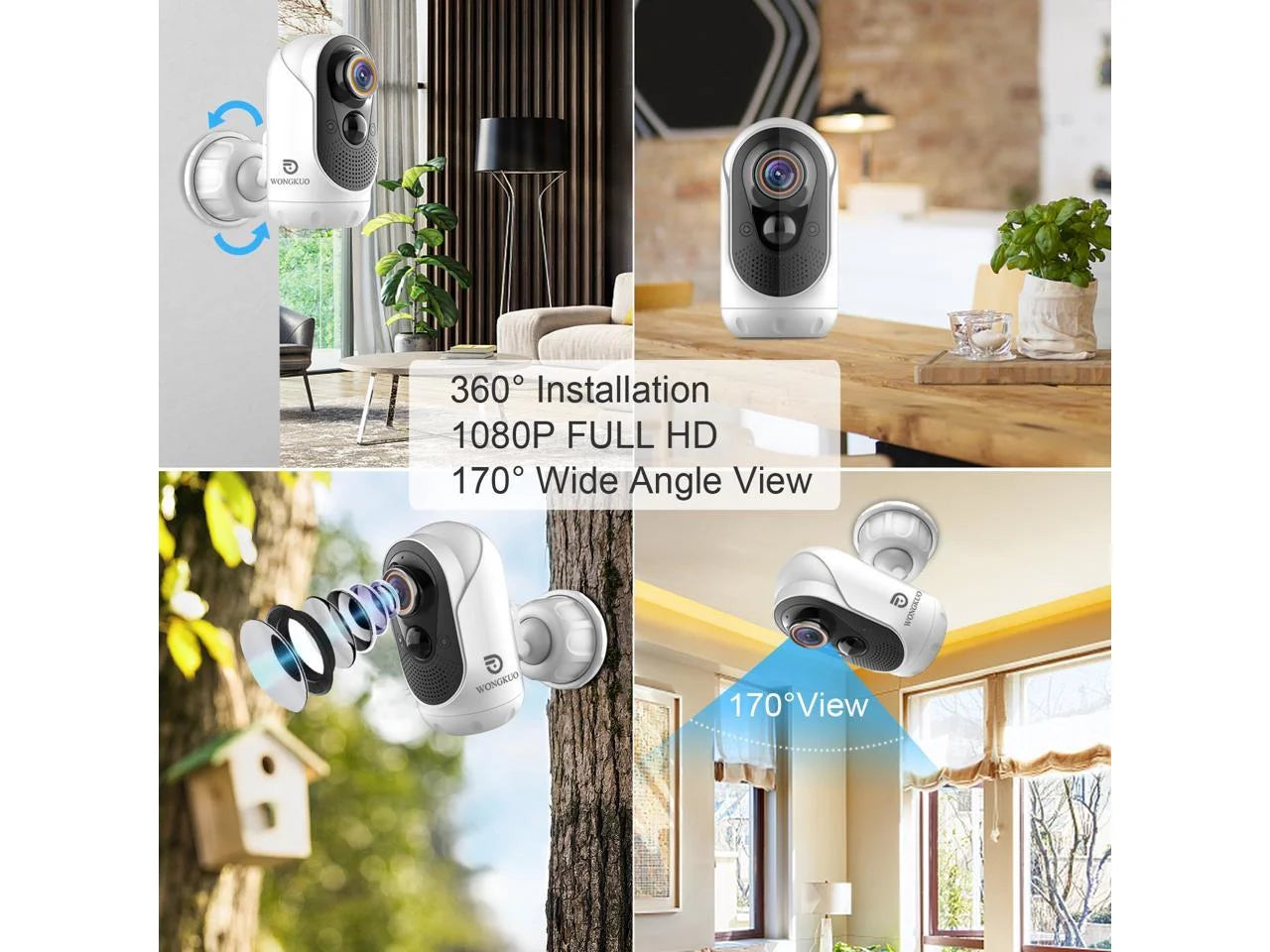 Home Security Camera Outdoor, Ip/Network Camera, Wireless Surveillance Security Cameras with 1080P Night Vision/ PIR Motion Detection/ 2-Way Audio/ IP65 Waterproof