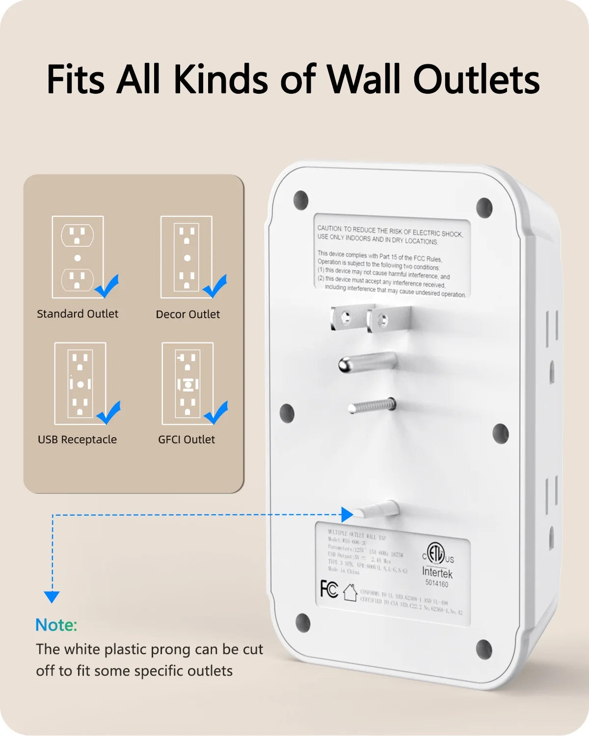Outlet Extender with Usb, Multi Plug Outlet Adapter Wall Surge Protector 6 AC&3 USB Wall Power Expander Charger for HOME