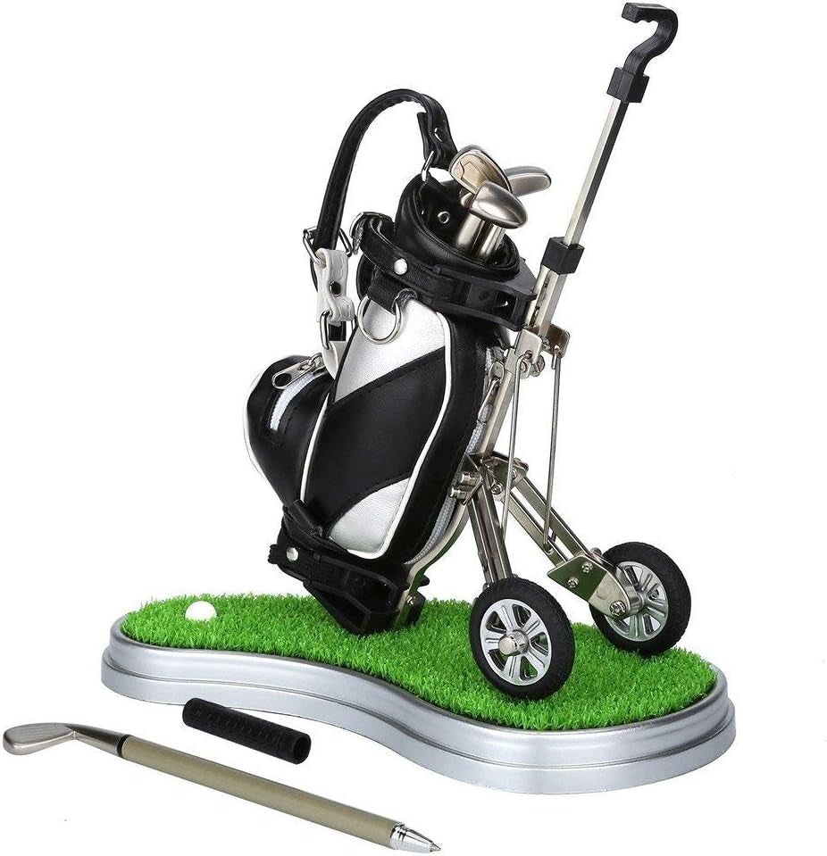 Golf Gifts for Christmas Day, Golf Pens with Golf Bag Holder & Pen Holder, Golf Souvenirs Gifts with 3 Pieces Golf Club Pens Office Desk Golf Bag Pencil Holder for Men Birthday