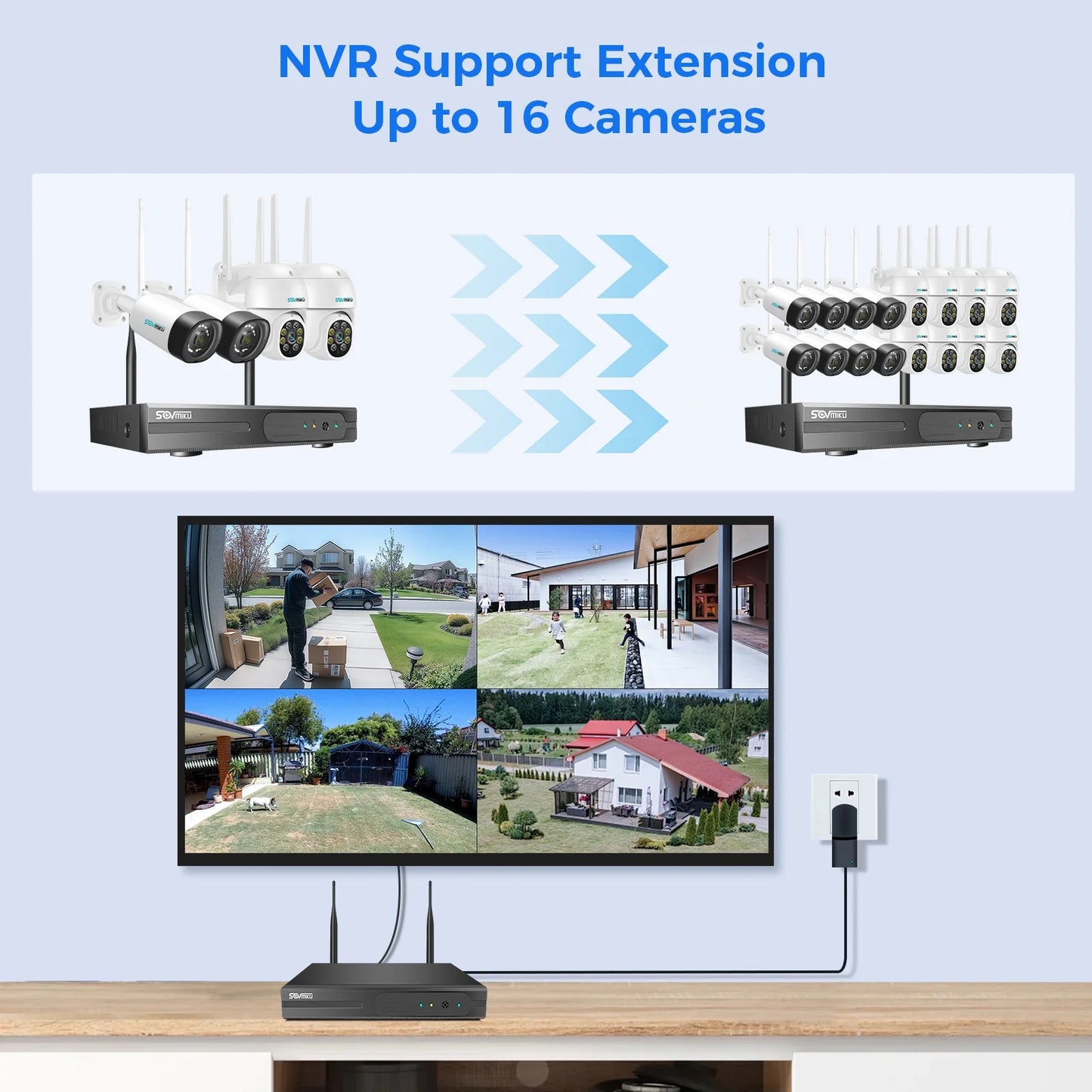 5MP Security Camera System with 1TB Hard Drive, Outdoor Security Camera Wireless Wifi with Two-Way Audio,Human Detection