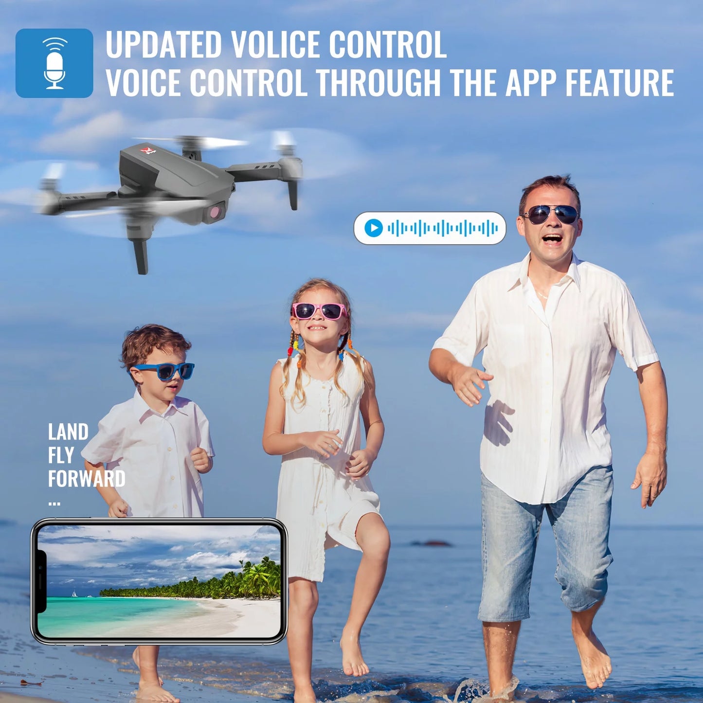 Mini Foldable Drone, 1080P HD FPV Camera Wifi RC Quadcopter, Voice/Gesture Control, for Kids Adult and Beginners Black