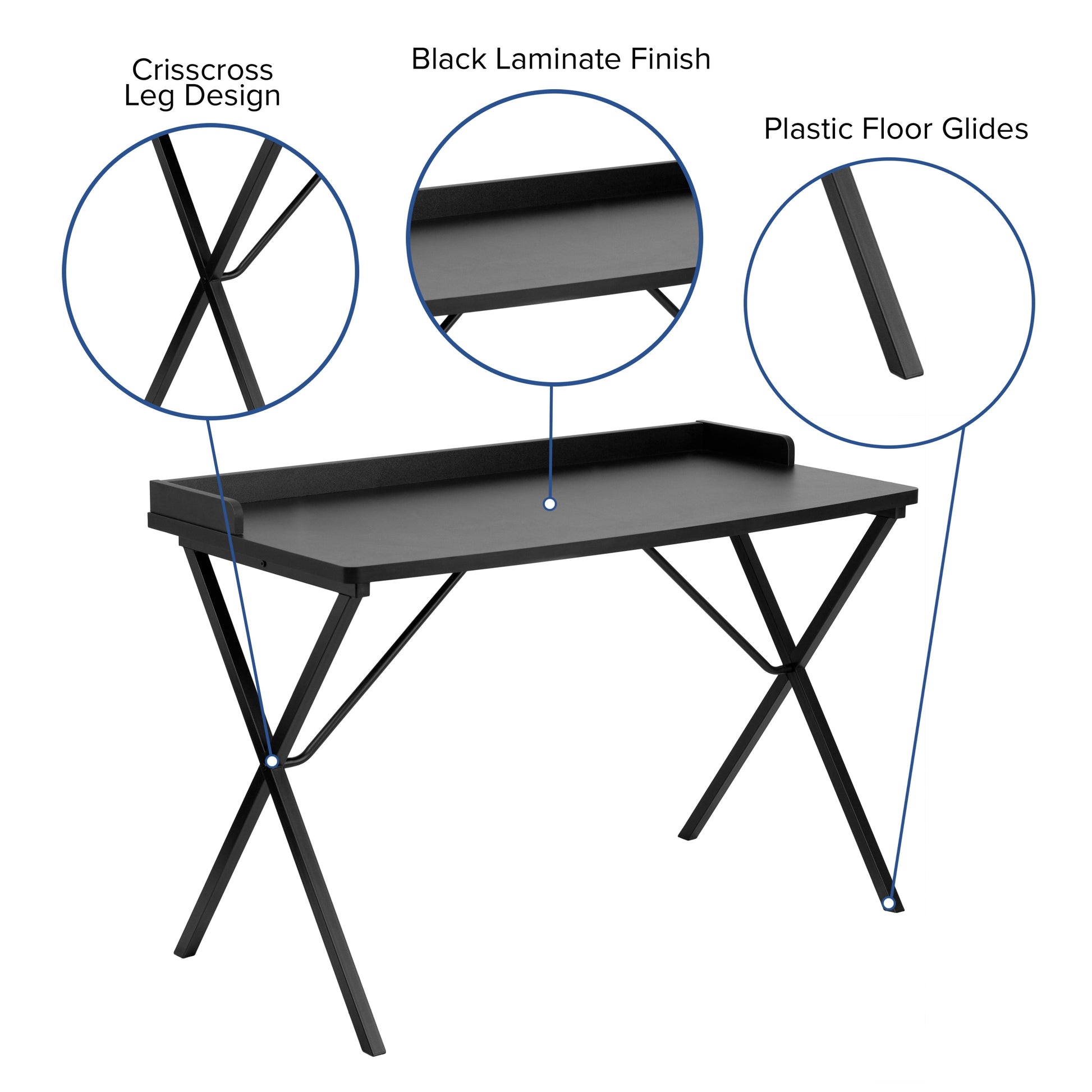 Office Furniture in a Flash Rectangular Desk, Black